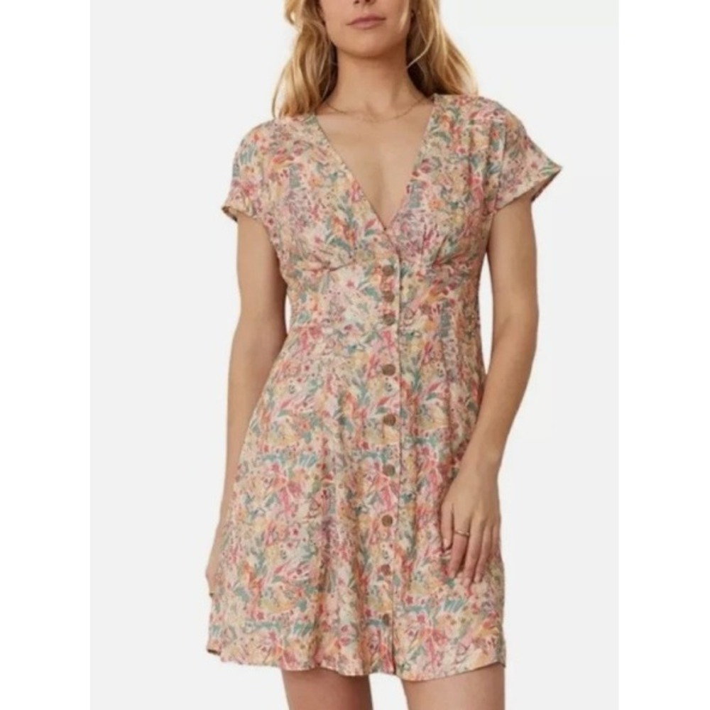 Marine Layer Camila Mini Dress XS Superbloom Floral Boho Cottagecore Pockets